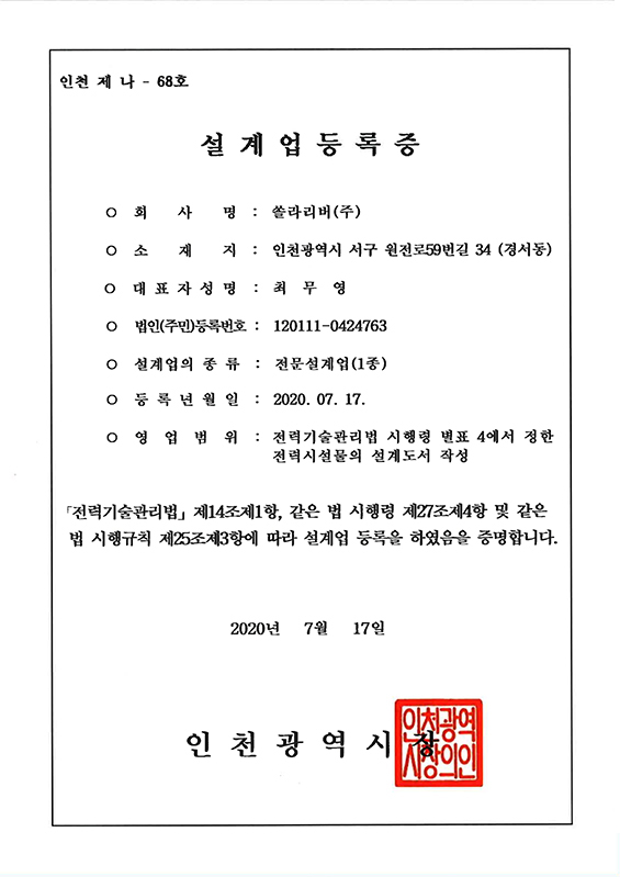 Design business registration certificate